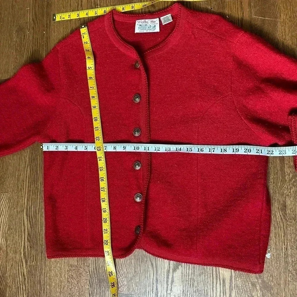 Vintage Red Wool Sweater Jacket Size Large - Picture 10 of 13